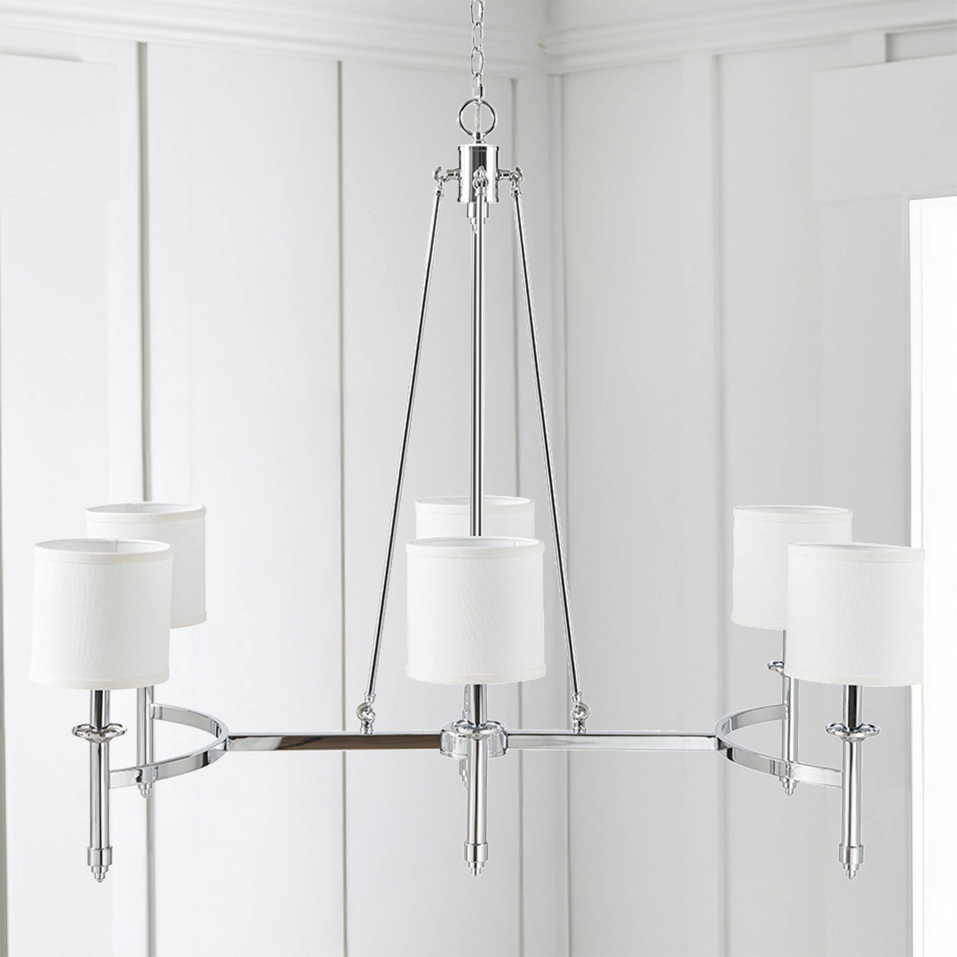 Hampton Hill 6-light Chandelier with Fabric Drum Shades