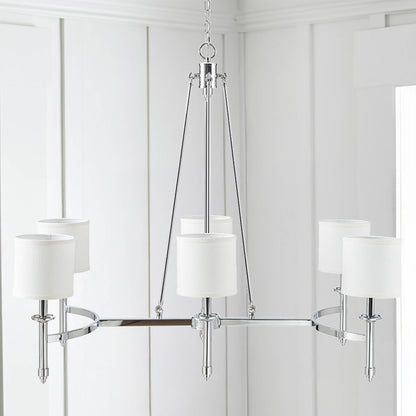Hampton Hill 6-light Chandelier with Fabric Drum Shades