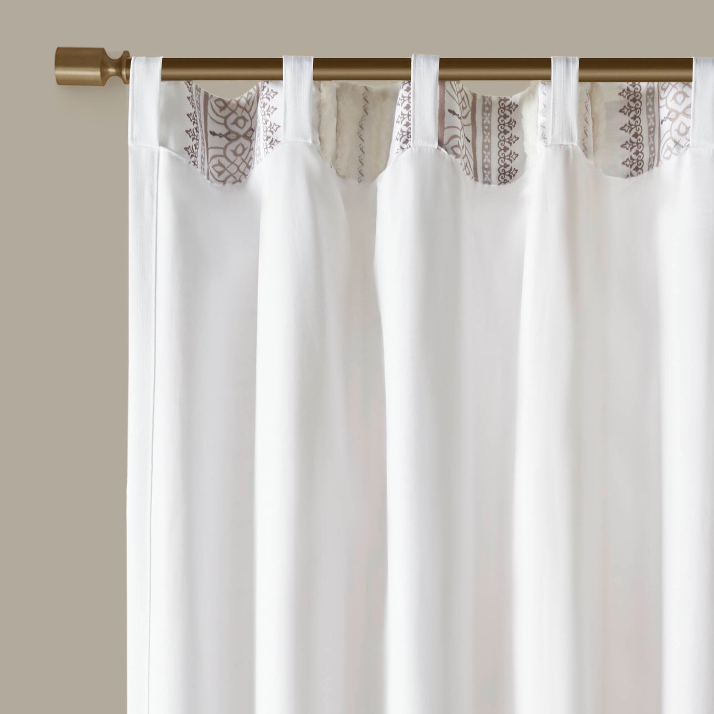 Madison Park Poly Printed Curtain Panel with Tufted Stripe and Lining