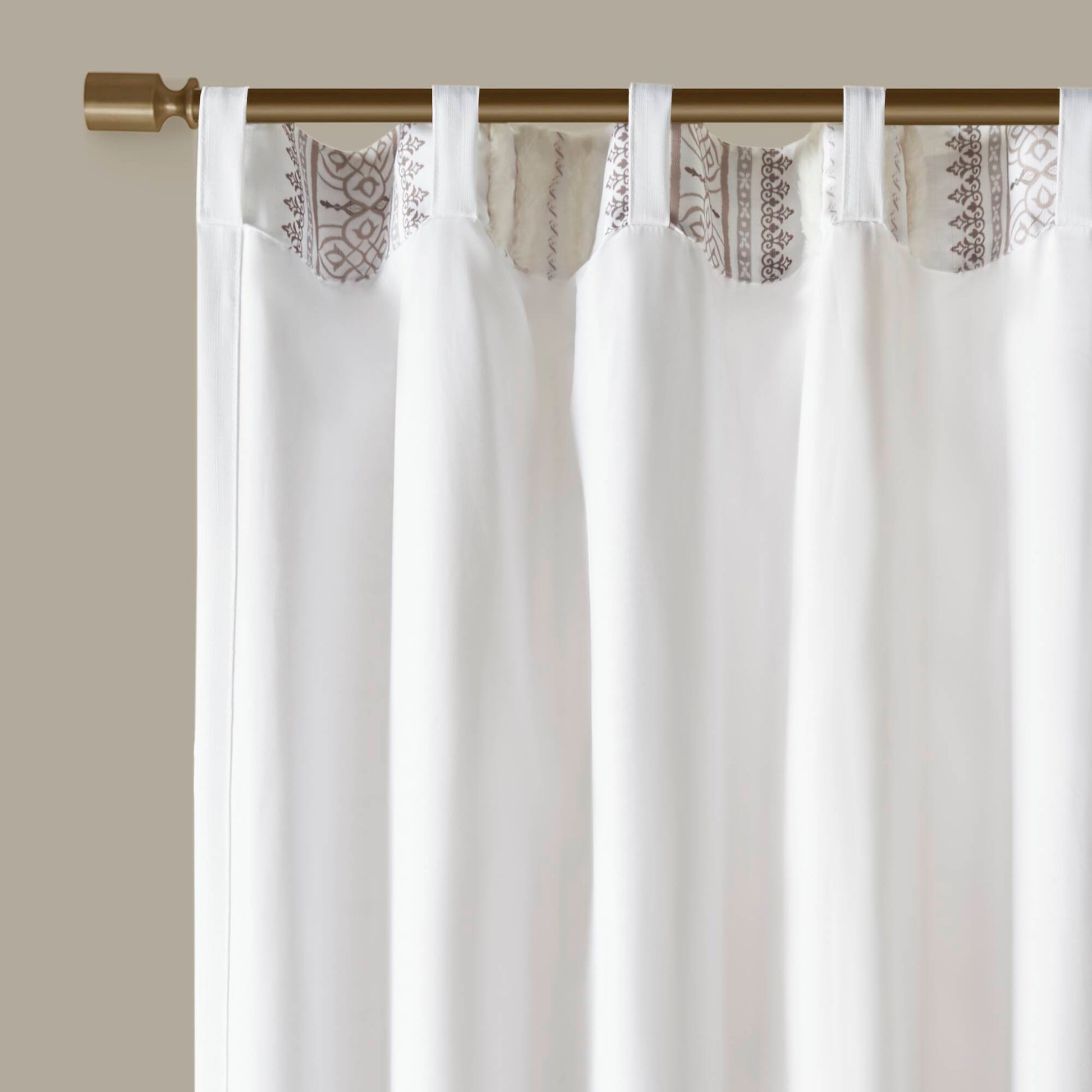 Madison Park Poly Printed Curtain Panel with Tufted Stripe and Lining