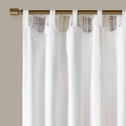 Madison Park Poly Printed Curtain Panel with Tufted Stripe and Lining