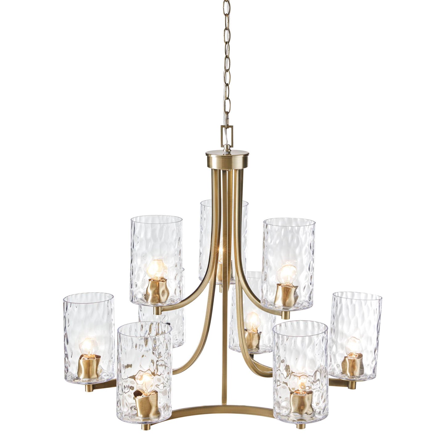 Hampton Hill 9-light Round Tiered Chandelier with Textured Glass Shades
