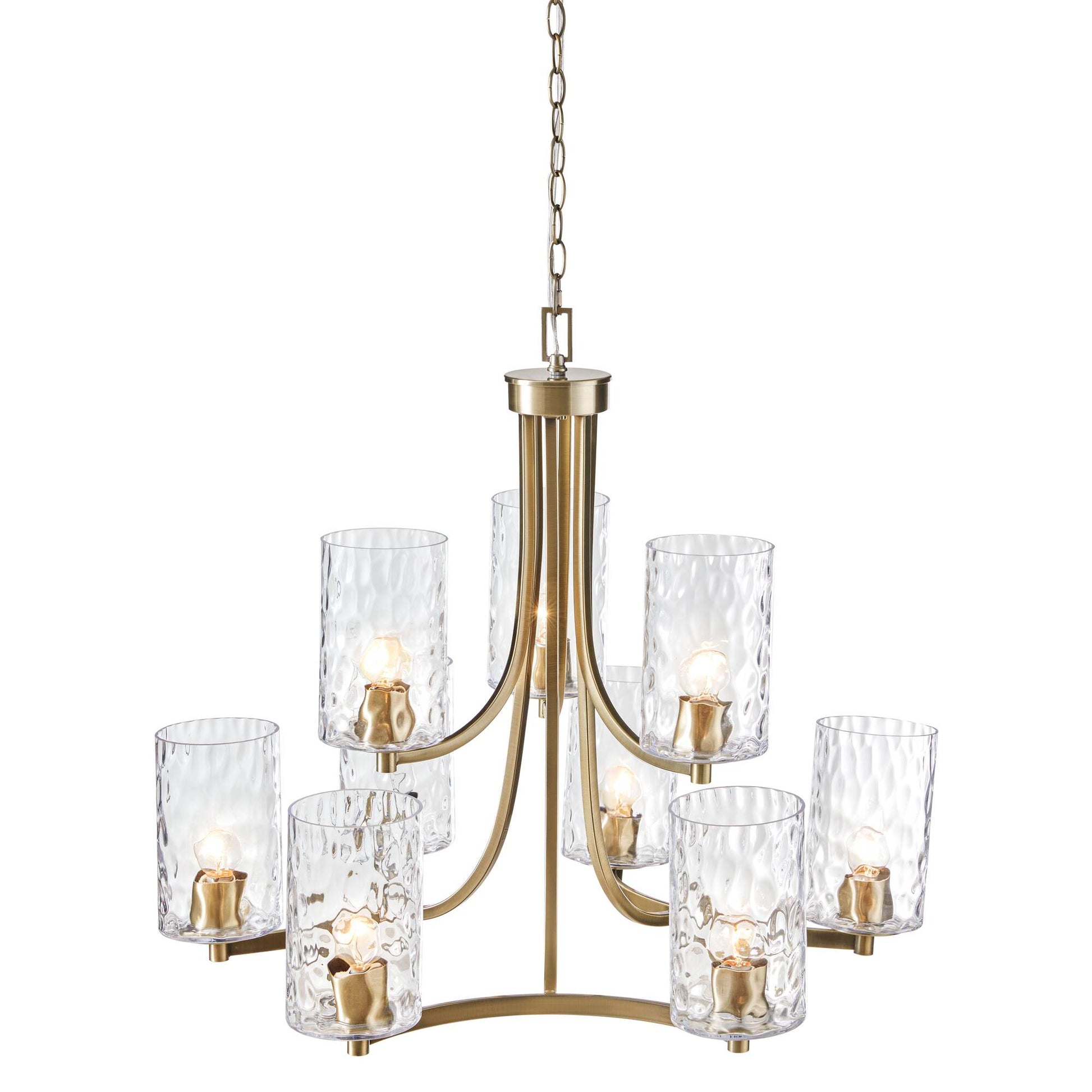 Hampton Hill 9-light Round Tiered Chandelier with Textured Glass Shades