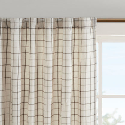 Madison Park Plaid Rod Pocket and Back Tab Curtain Panel with Fleece Lining