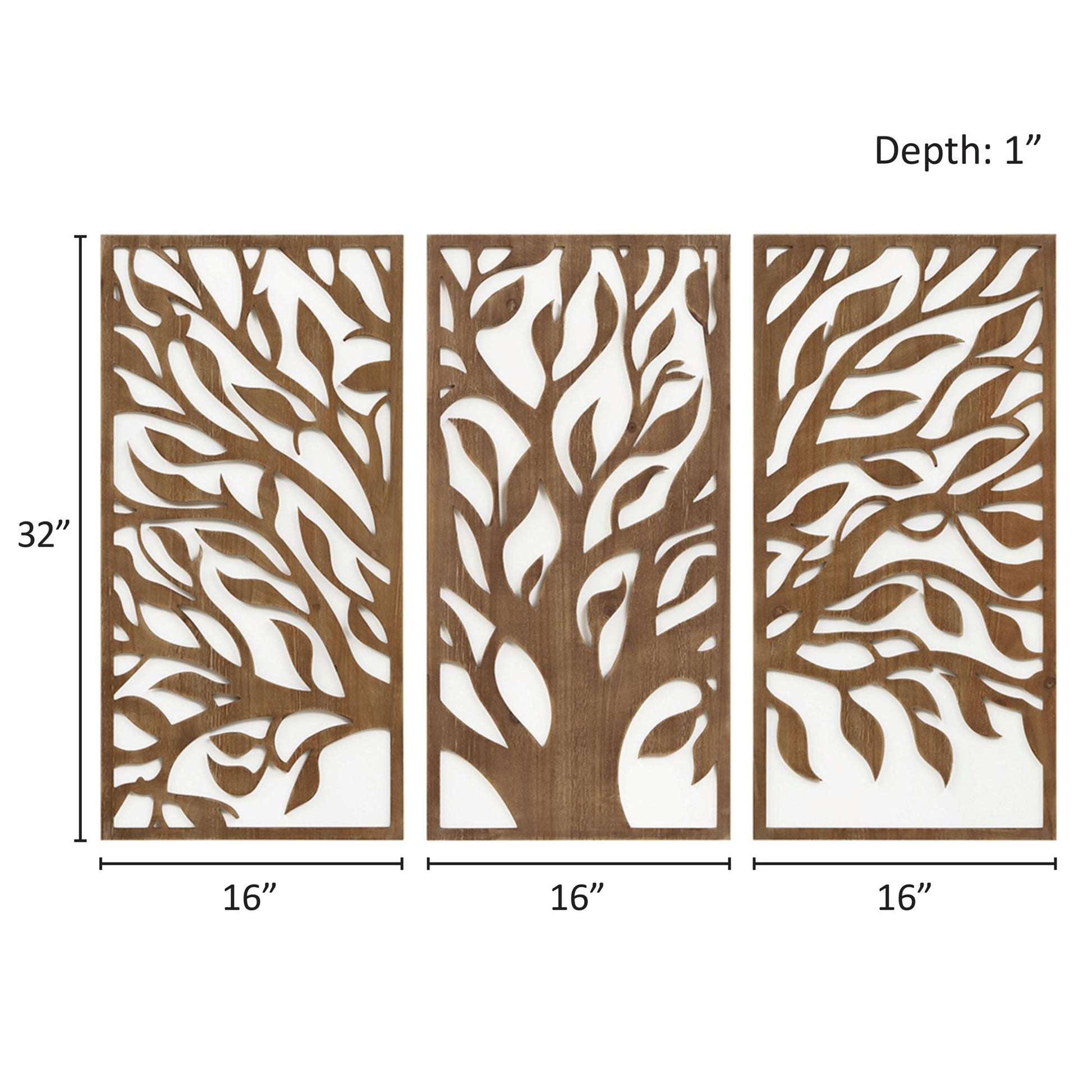Madison Park Birch Botanical Two-tone 3-piece Wood Panel Wall Decor Set