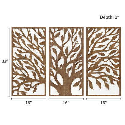 Madison Park Birch Botanical Two-tone 3-piece Wood Panel Wall Decor Set