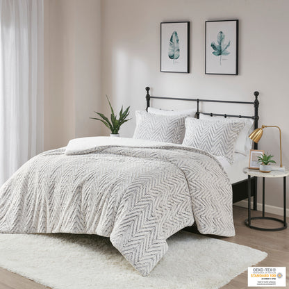 Madison Park Back Print Brushed Fur Duvet Cover Set