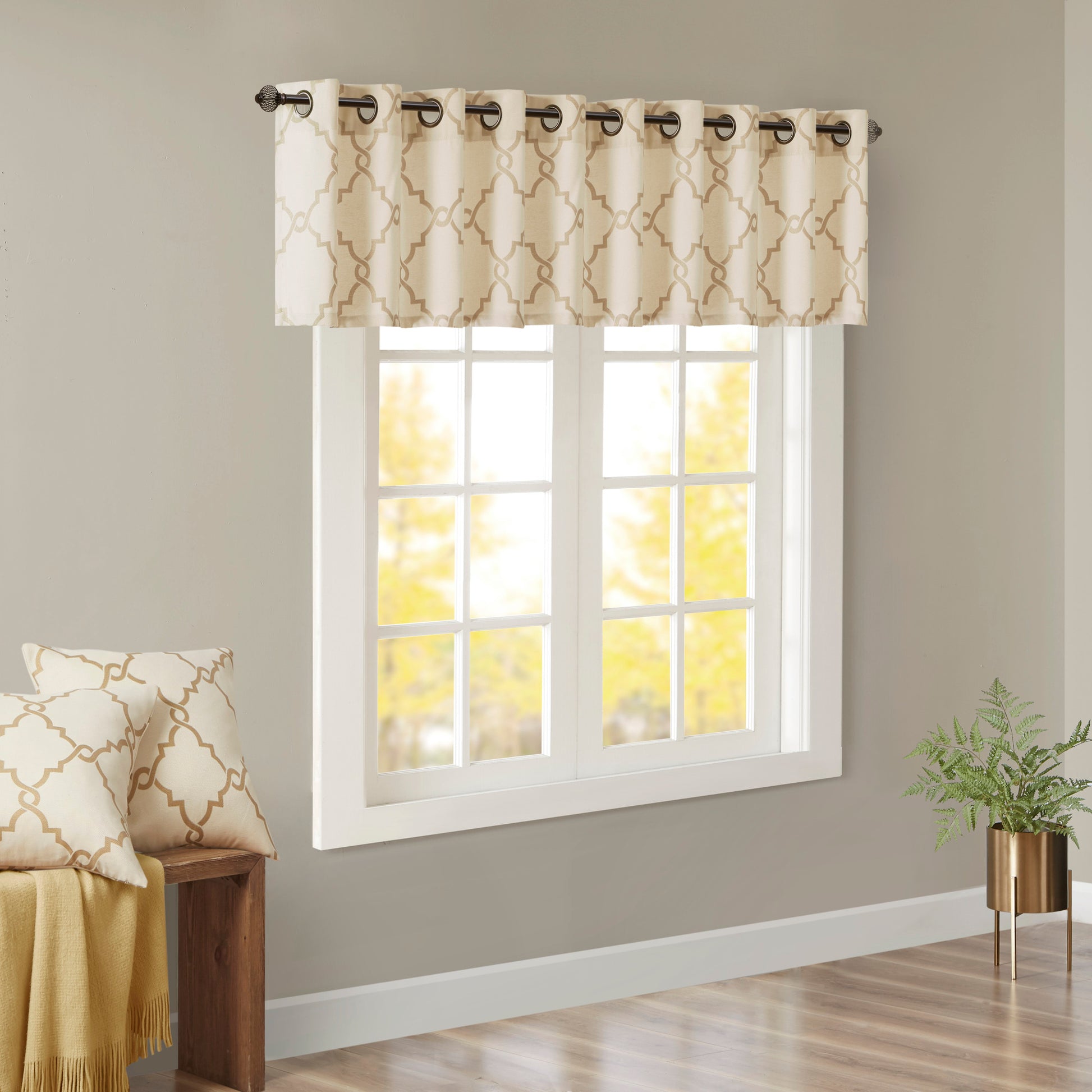 Madison Park Fretwork Print Grommet Top Window Valance