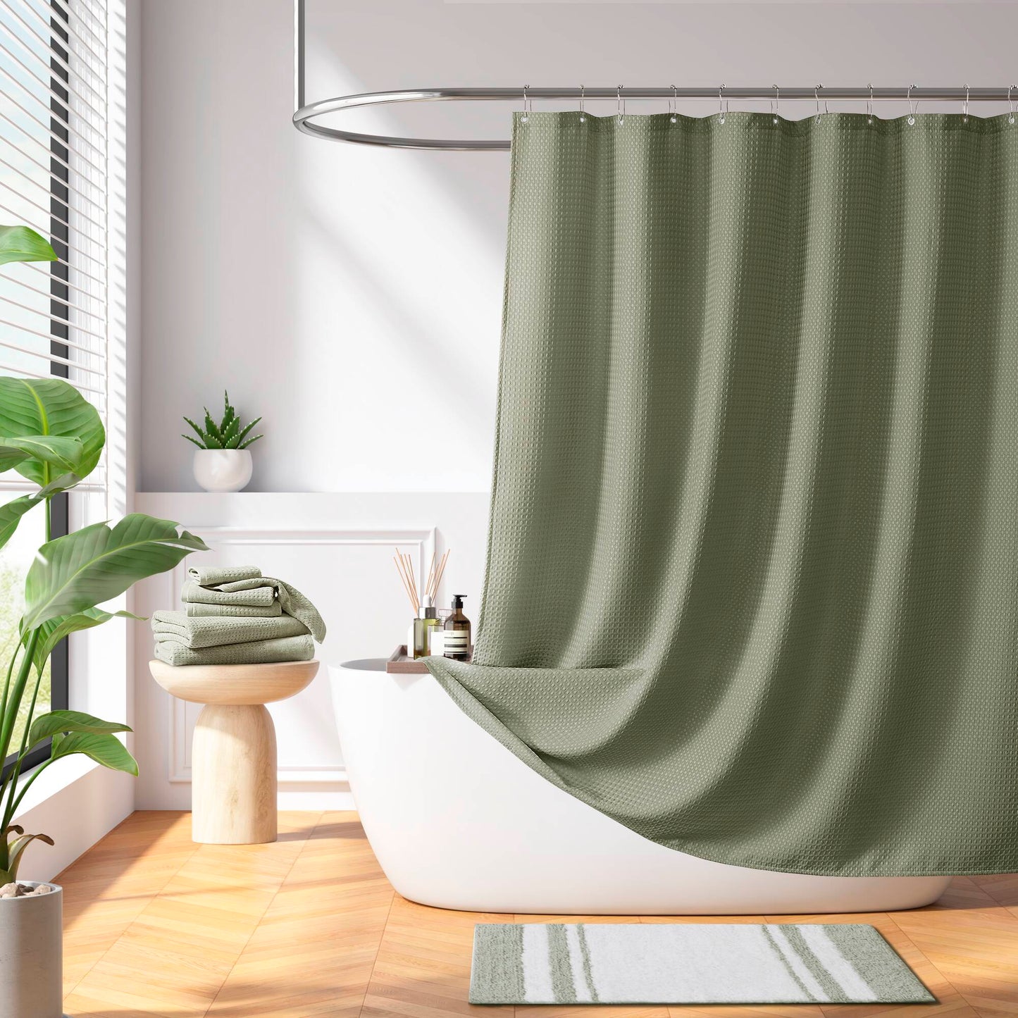 Madison Park Waffle Shower Curtain