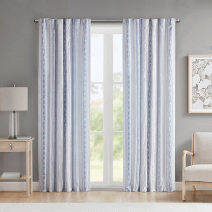 Madison Park Poly Printed Curtain Panel with Tufted Stripe and Lining