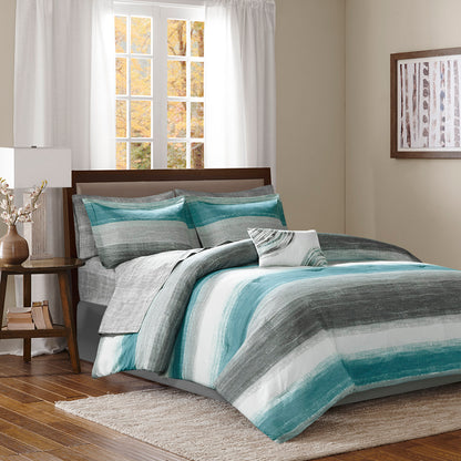 Madison Park Essentials 9 Piece Comforter Set with Cotton Bed Sheets