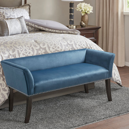 Madison Park Welburn 49.5" Upholstered Bench with Back & Wood Legs