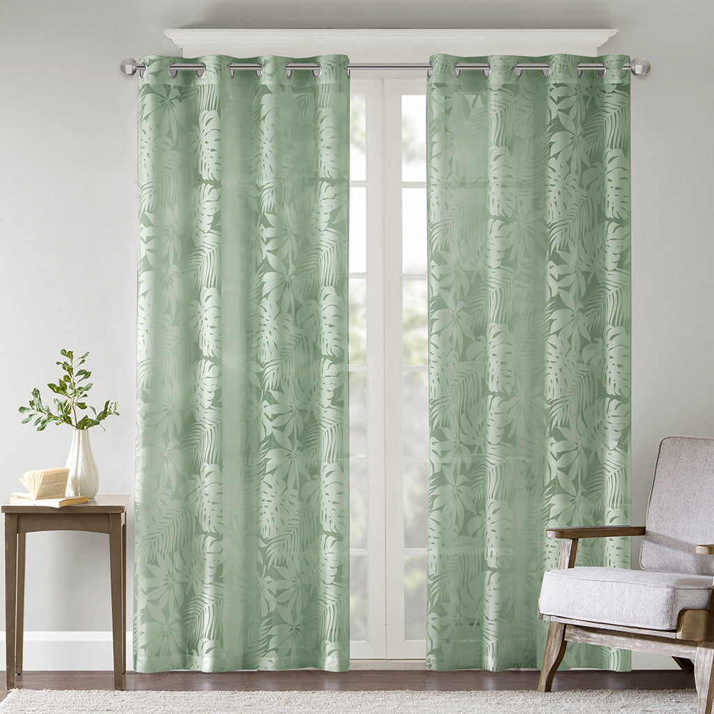 Madison Park Palm Leaf Burnout Window Sheer