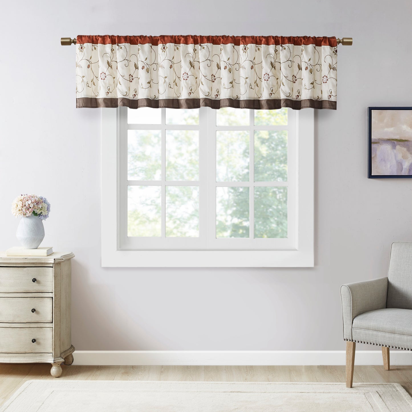 Madison Park Embroidered Window Valance