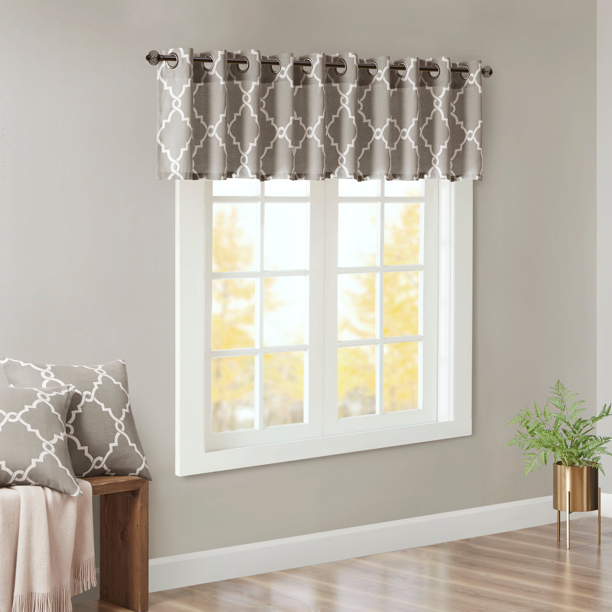 Madison Park Fretwork Print Grommet Top Window Valance