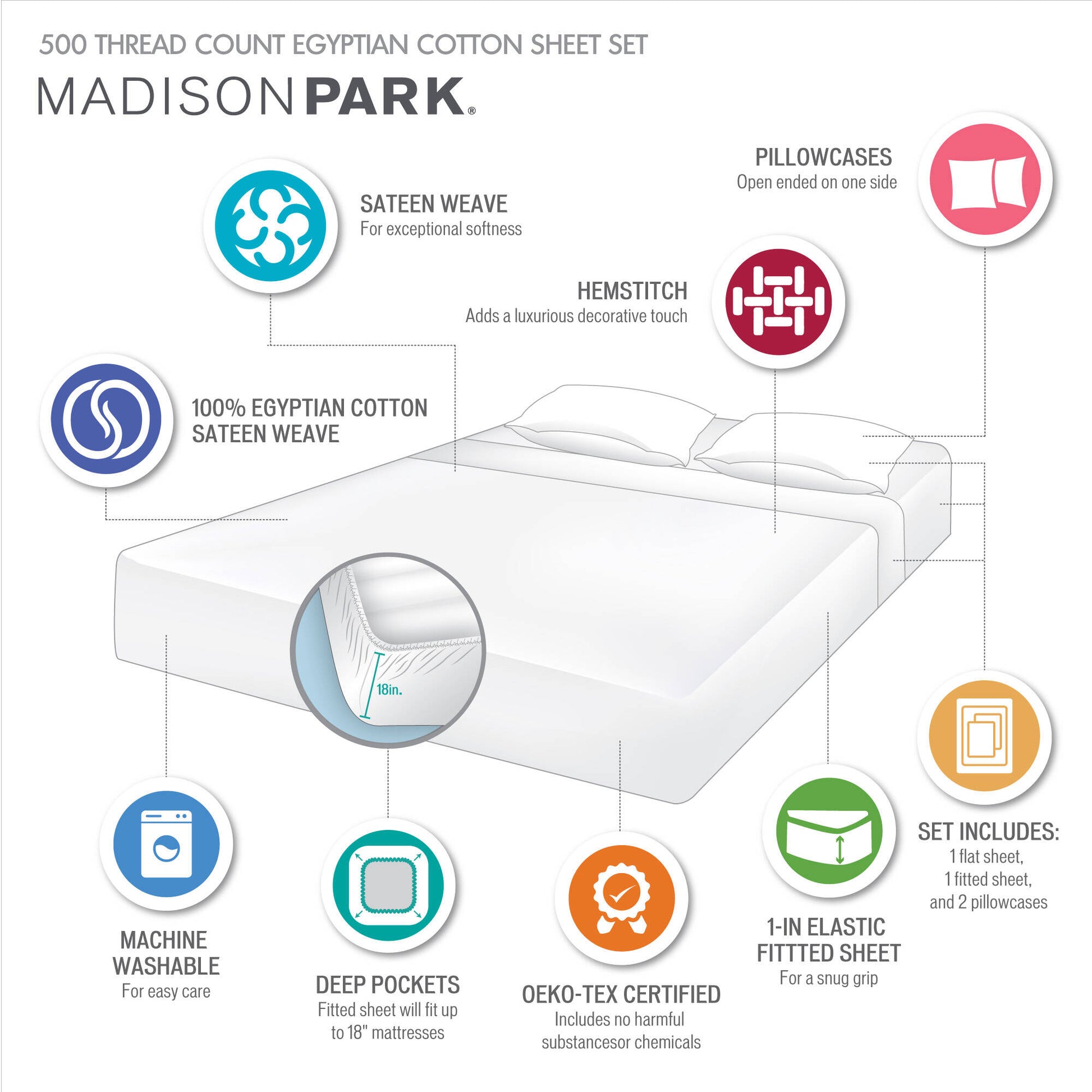 Madison Park Deep Pocket Sheet Set