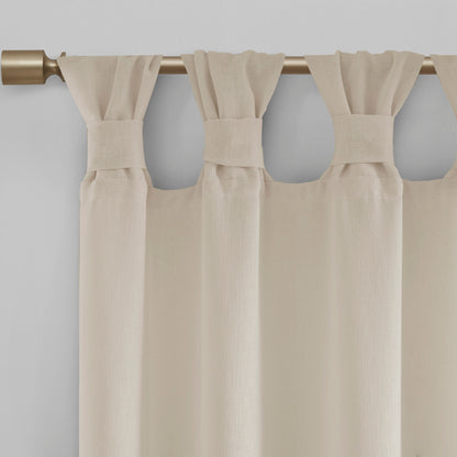 Madison Park Floral Embellished Cuff Tab Top Solid Curtain Panel