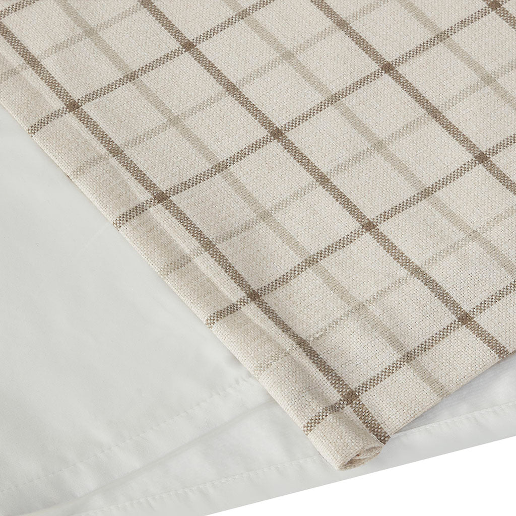 Madison Park Plaid Faux Leather Tab Top Curtain Panel with Fleece Lining