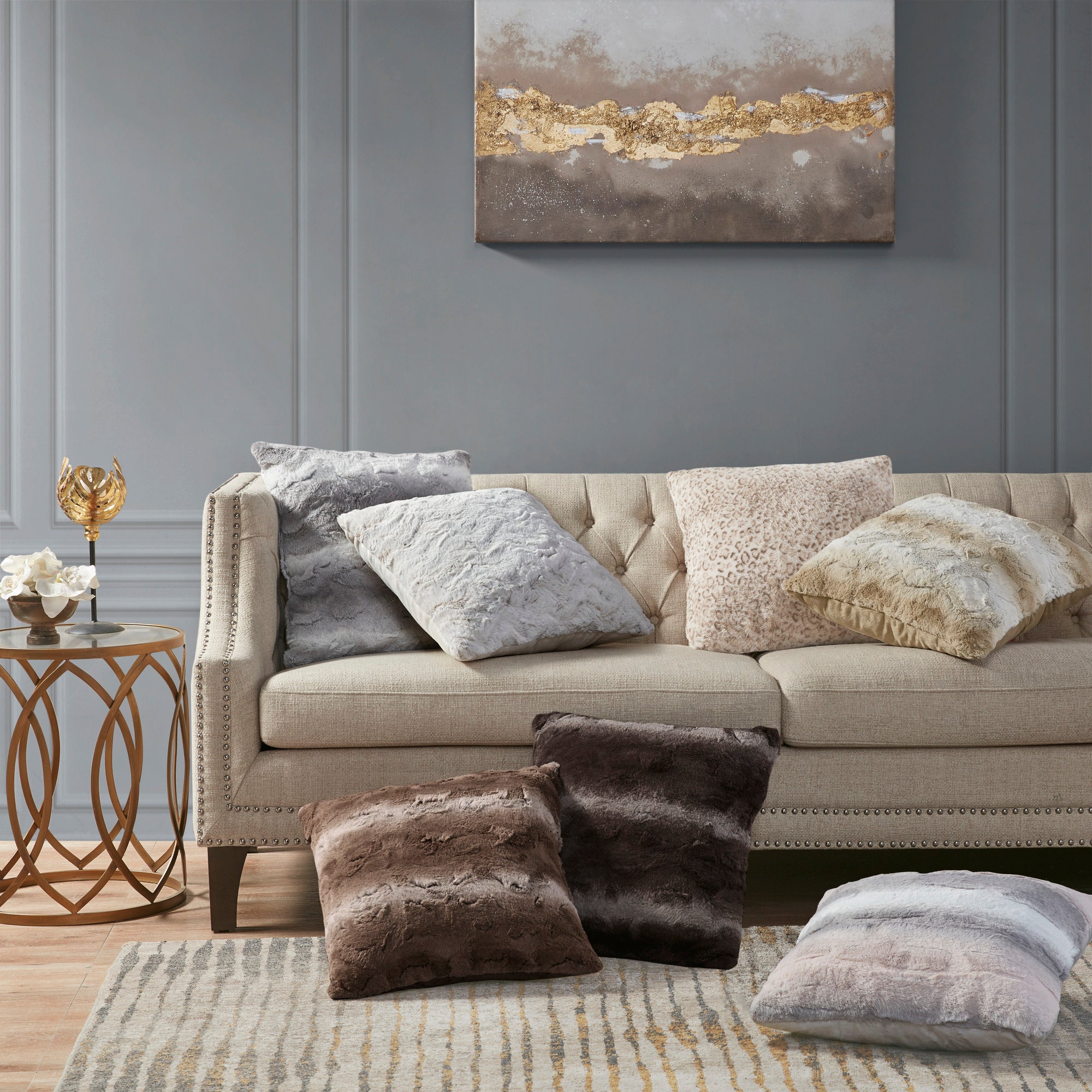 Zuri Faux Fur Square Pillow - Madison Park