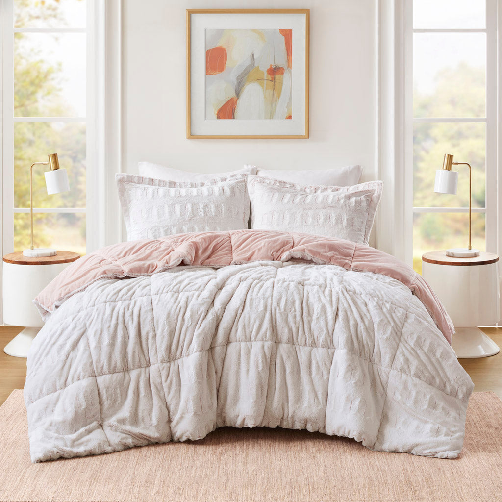 Madison Park Back Print Long Fur Comforter Mini Set