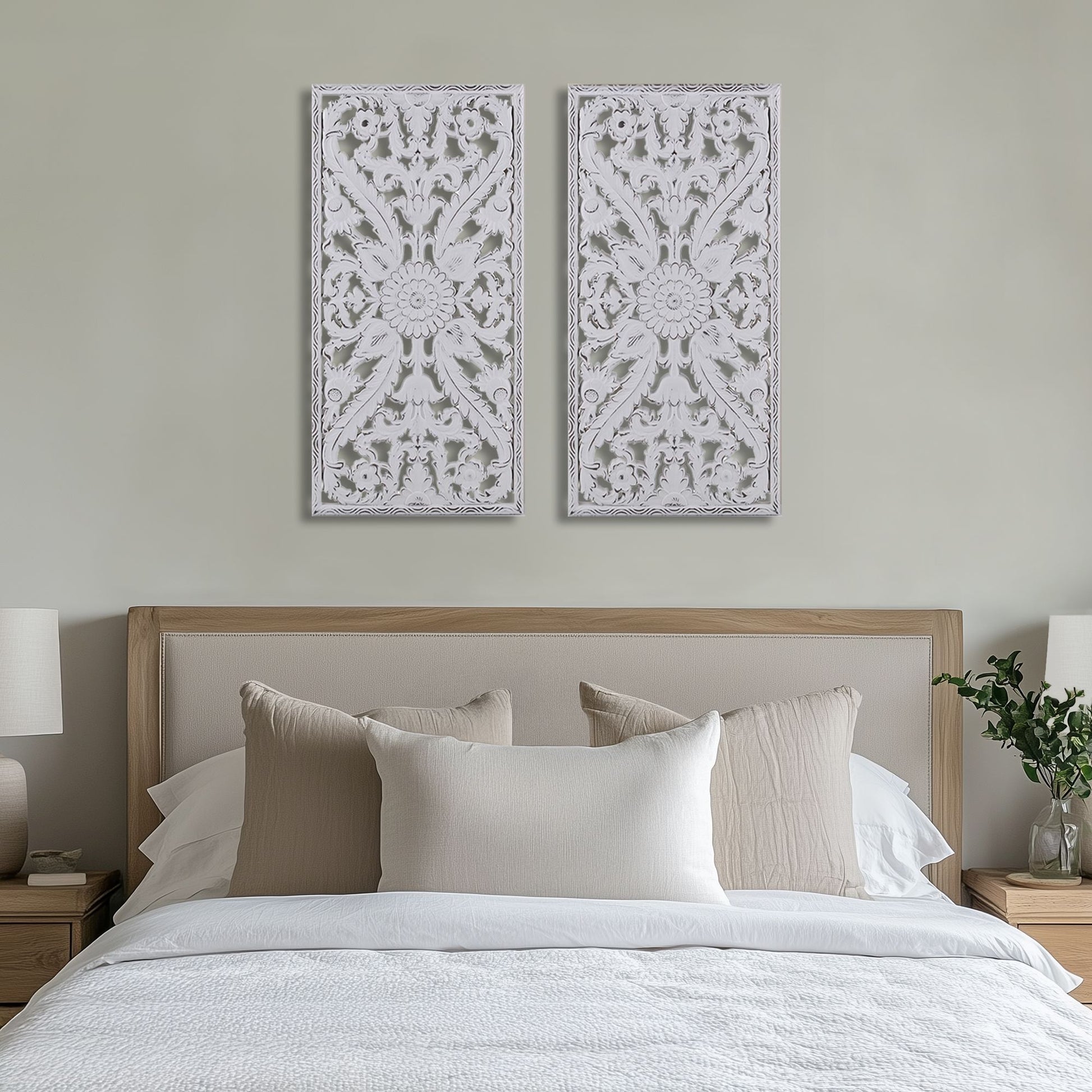 Madison Park Distressed Carved Wood 2-piece Wall Decor Set