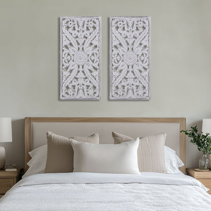 Madison Park Distressed Carved Wood 2-piece Wall Decor Set