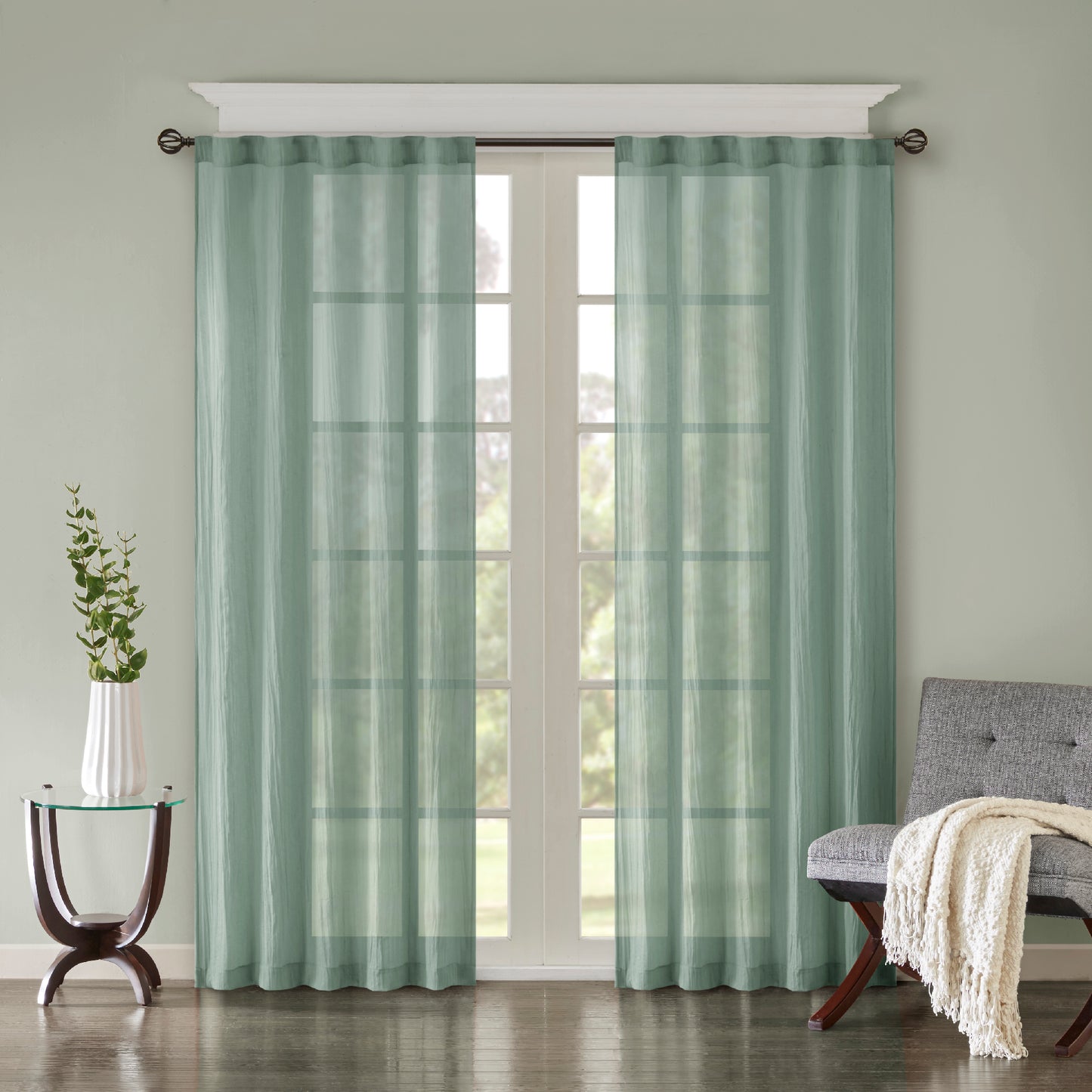 Madison Park Solid Crushed Curtain Panel Pair