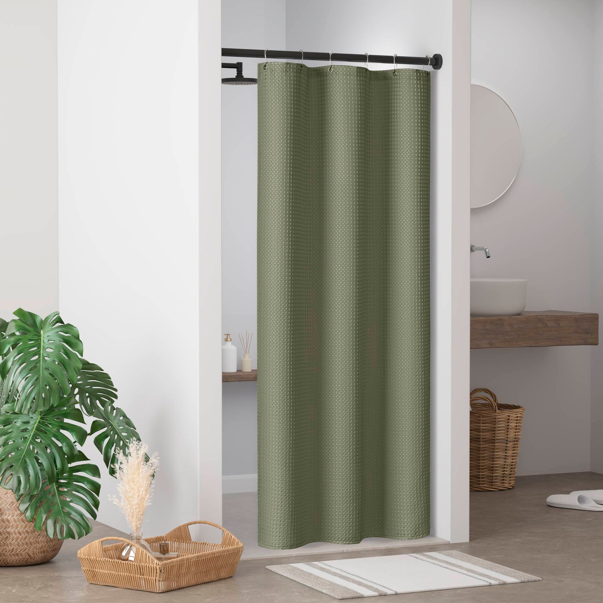 Madison Park Waffle Shower Curtain