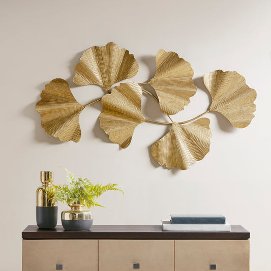 Madison Park Gold Foil Metal Ginkgo Leaf Wall Decor