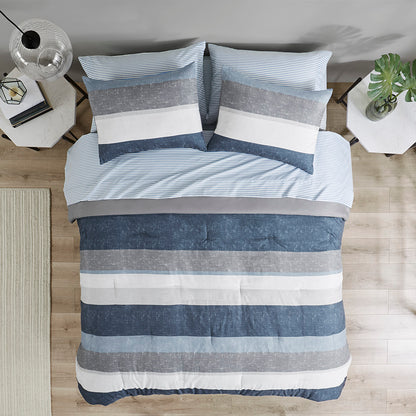 Madison Park Essentials Stripe Comforter Set with Bed Sheets