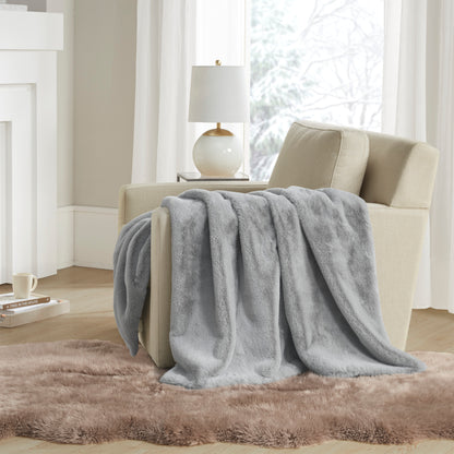 Madison Park Solid Premium Faux Fur Throw