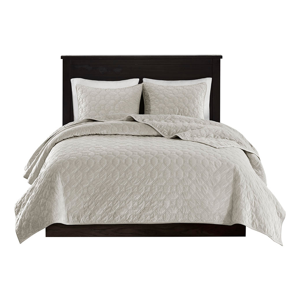 Madison Park 3 Piece Velvet Quilt Set