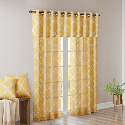 Madison Park Fretwork Print Grommet Top Window Valance