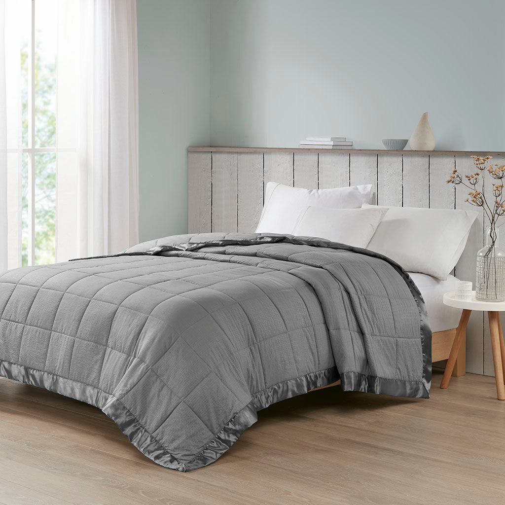 Madison Park Oversized Down Alternative Blanket with Satin Trim