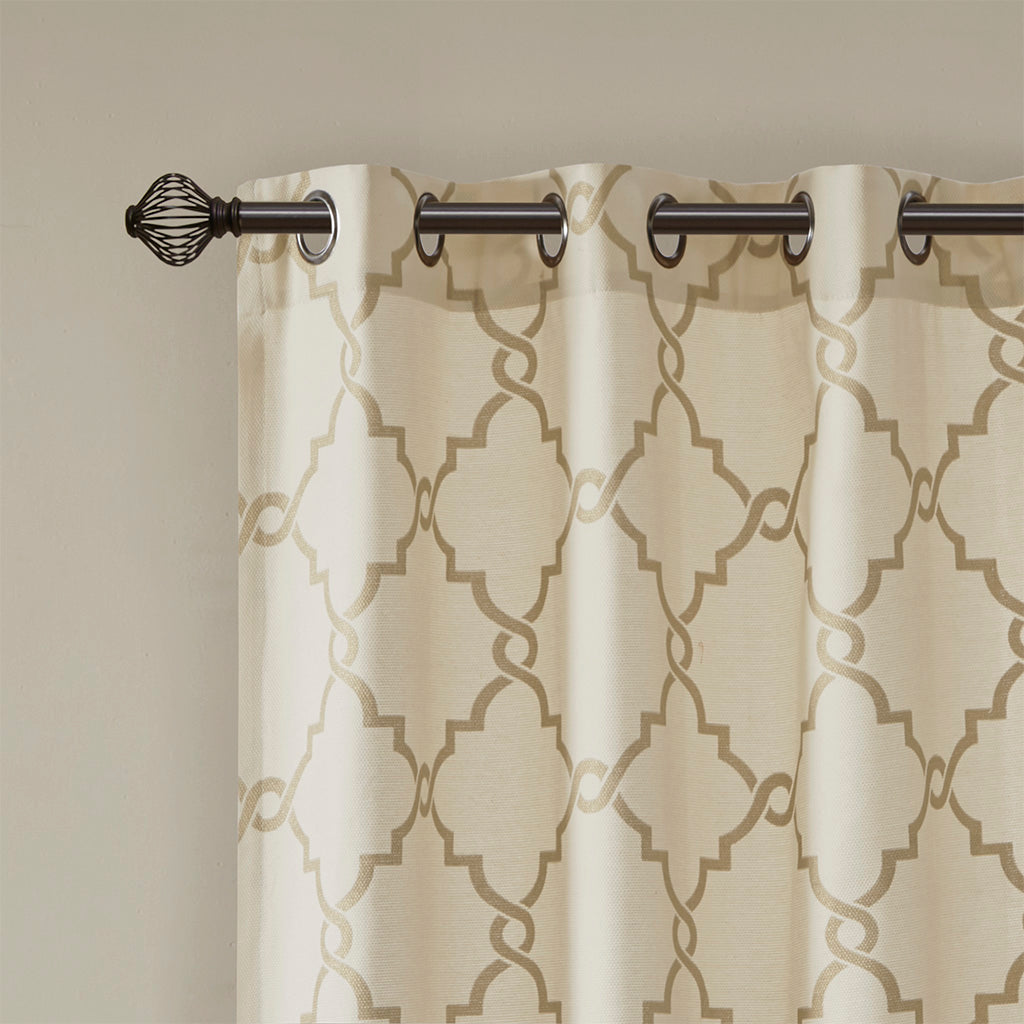 Madison Park Fretwork Print Grommet Top Window Curtain Panel