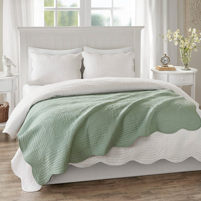 Madison Park Oversized Quilted Throw with Scalloped Edges