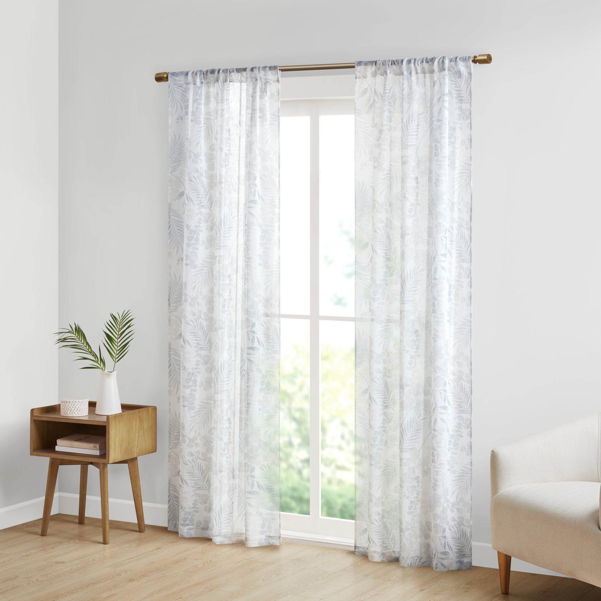Madison Park Botanical Printed Texture Sheer Window Pair