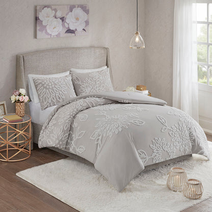 Madison Park 3 Piece Tufted Cotton Chenille Floral Comforter Set