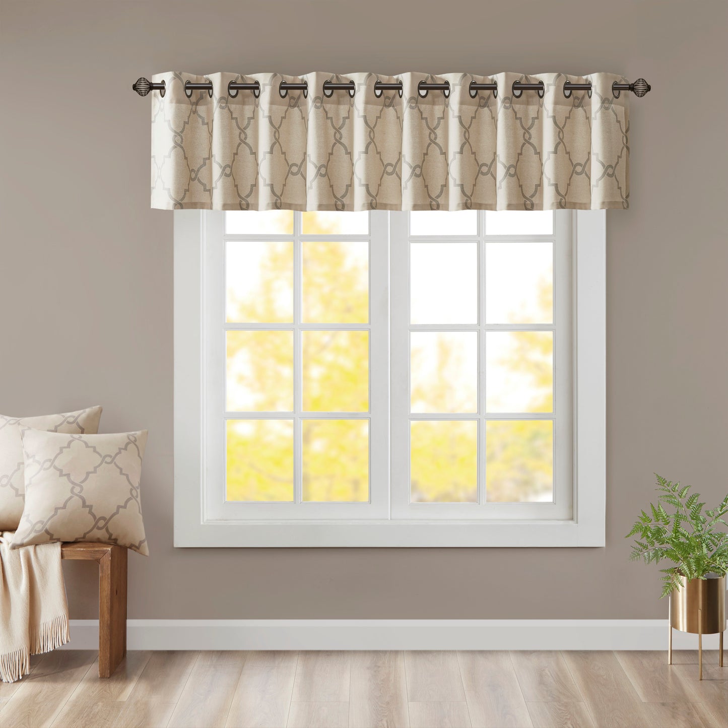 Madison Park Fretwork Print Grommet Top Window Valance