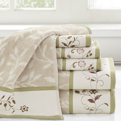 Madison Park Embroidered Cotton Jacquard 6 Piece Towel Set