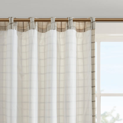 Madison Park Plaid Rod Pocket and Back Tab Curtain Panel with Fleece Lining