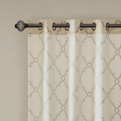 Madison Park Fretwork Print Grommet Top Window Curtain Panel