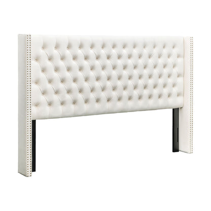 Amelia Upholstered Wingback Headboard with Button Tufting & Nailhead Trim