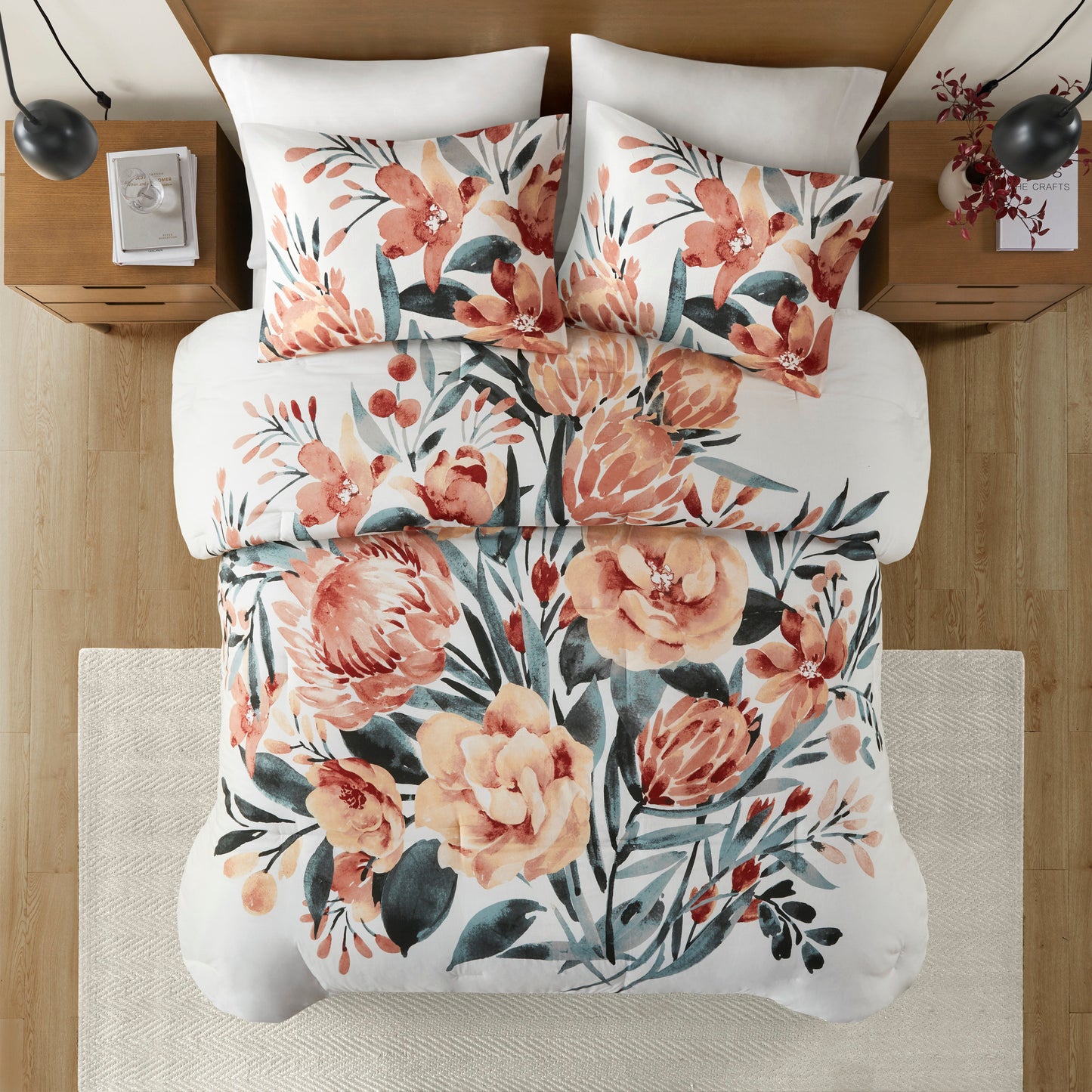 Madison Park 3 Piece Floral Cotton Comforter Set