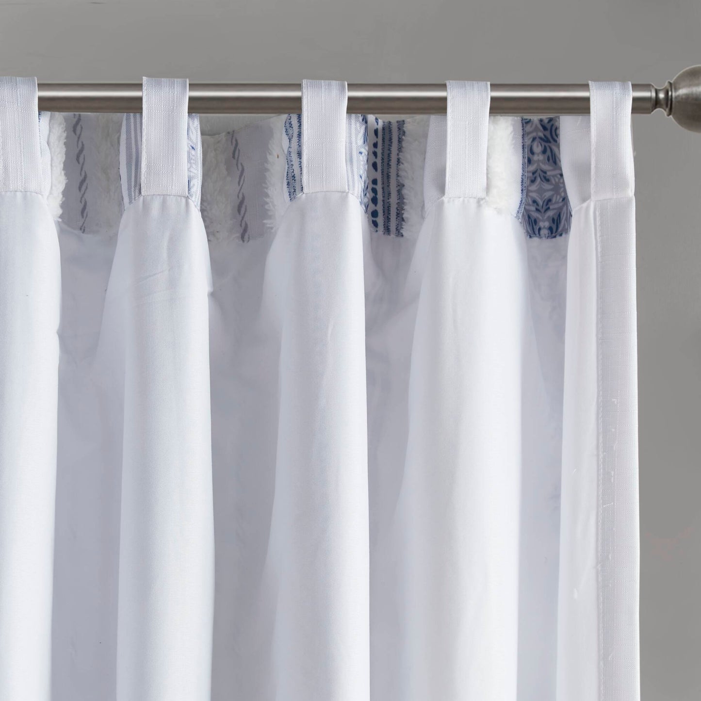 Madison Park Poly Printed Curtain Panel with Tufted Stripe and Lining