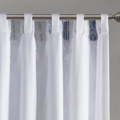 Madison Park Poly Printed Curtain Panel with Tufted Stripe and Lining
