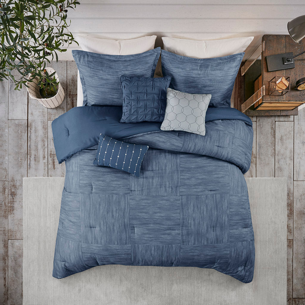 Madison Park 7 Piece Printed Seersucker Comforter Set