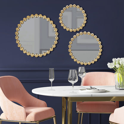 Madison Park Signature Gold Beaded Round Wall Mirror 3-piece set