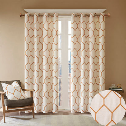 Madison Park Metallic Geo Embroidered Curtain Panel