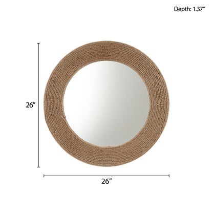 Madison Park Natural Jute Rope Round Wall Mirror 26"